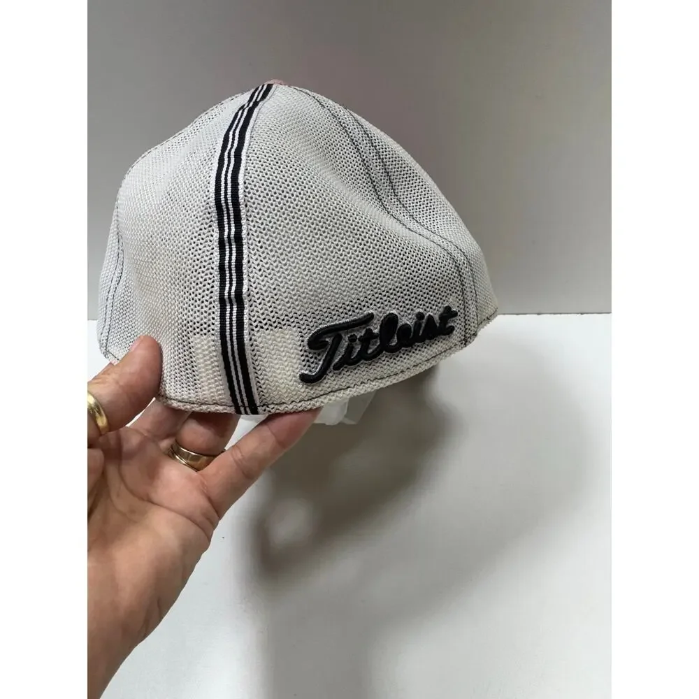 Titleist A-Flex Sz L/XL Fitted Trucker Hat Cap Golf Pink/White Mesh Embroidered